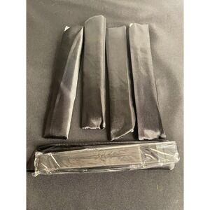Set of 5 Black Folding Hand Fan w/ Satin Sleeve Traditional Elegant Handheld